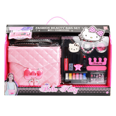 

HelloKitty children's cosmetics handbag backpack princess makeup box girl birthday makeup make-up box portable every family toy KT-8585