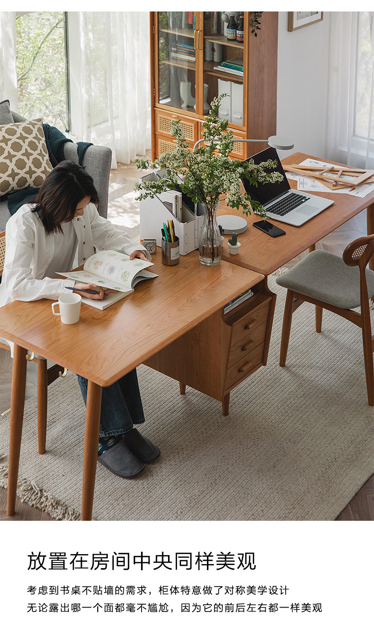 木邻书桌木邻古灵阁书桌北欧ins简约实木多功能办公桌书房双人电脑桌