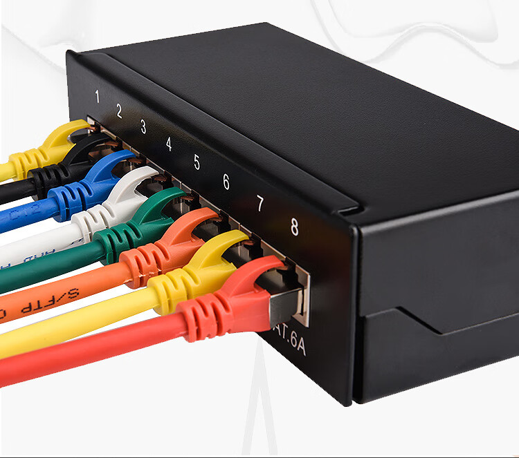 水木风网络配线架8口屏蔽机柜理线器cat6a超六类理线槽弱电箱12口理线