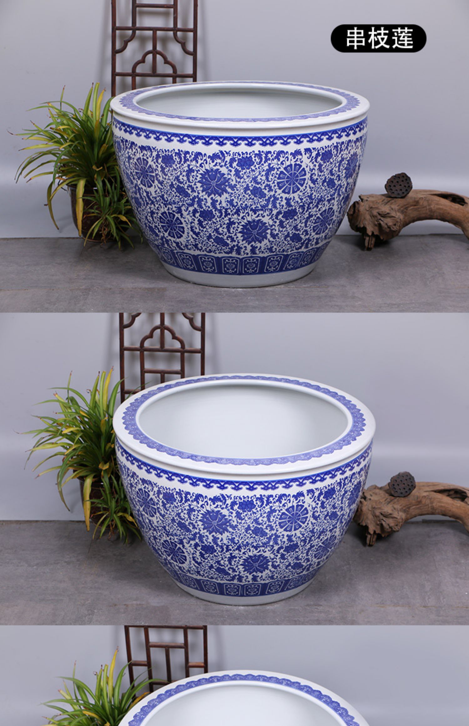 嘉桔庭院大缸青花瓷水缸金鱼缸荷花碗莲睡莲盆乌龟缸酒店甲鱼缸 花色