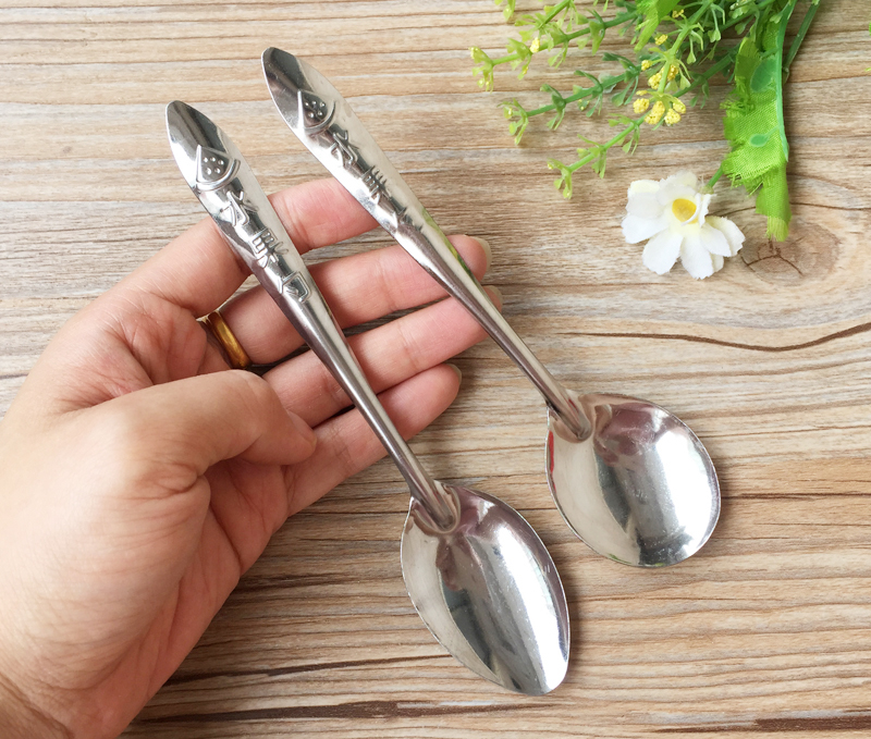 不锈钢小勺子挖西瓜专用薄勺长柄铁勺子一次性勺西瓜勺商用167一号