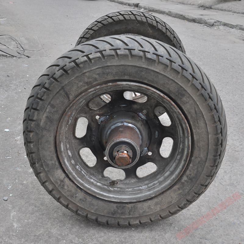 马车轮胎17寸真空胎旧摩托轮改造两轮连轴马车轮工地车轮平板车轮胎