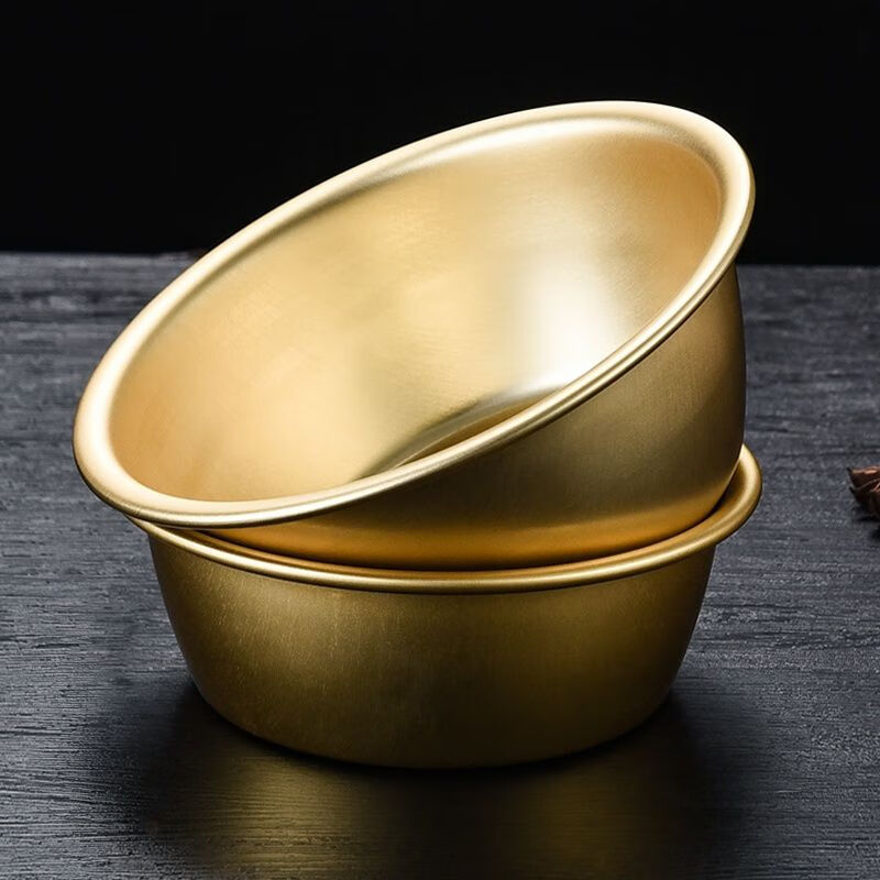 韩式米酒碗料理店专用铝碗带把手金色热凉酒碗米酒碗善曦捷米酒碗黄铝