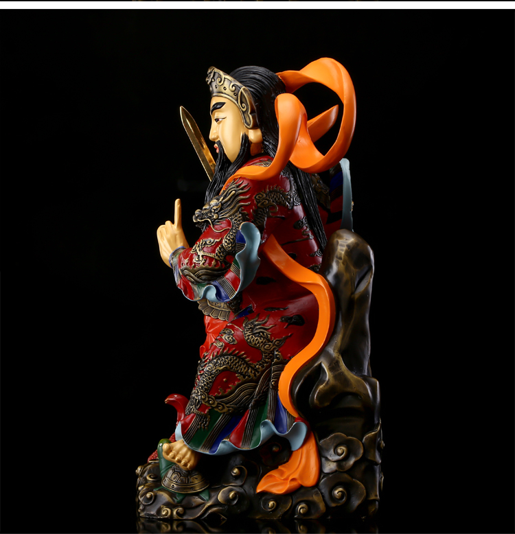 全铜彩绘真武大帝神像供奉玄天上帝公北帝祖师爷玄武大帝道教摆件 16