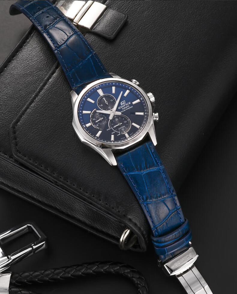 卡西欧手表男海洋之心海神限量渐变色太阳能非机械皮带男表efb670