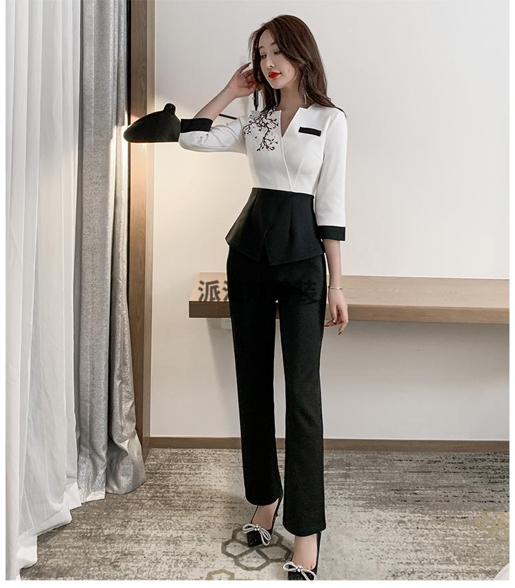 spa足浴养生馆美容师高端工作服美容院女气质秋冬足疗技师黑色裤裙s