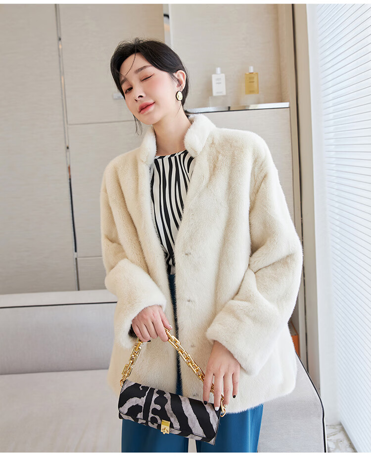 女装貂皮大衣女2022冬季新款气质名媛整貂年轻水貂皮草 珍珠色(预售)