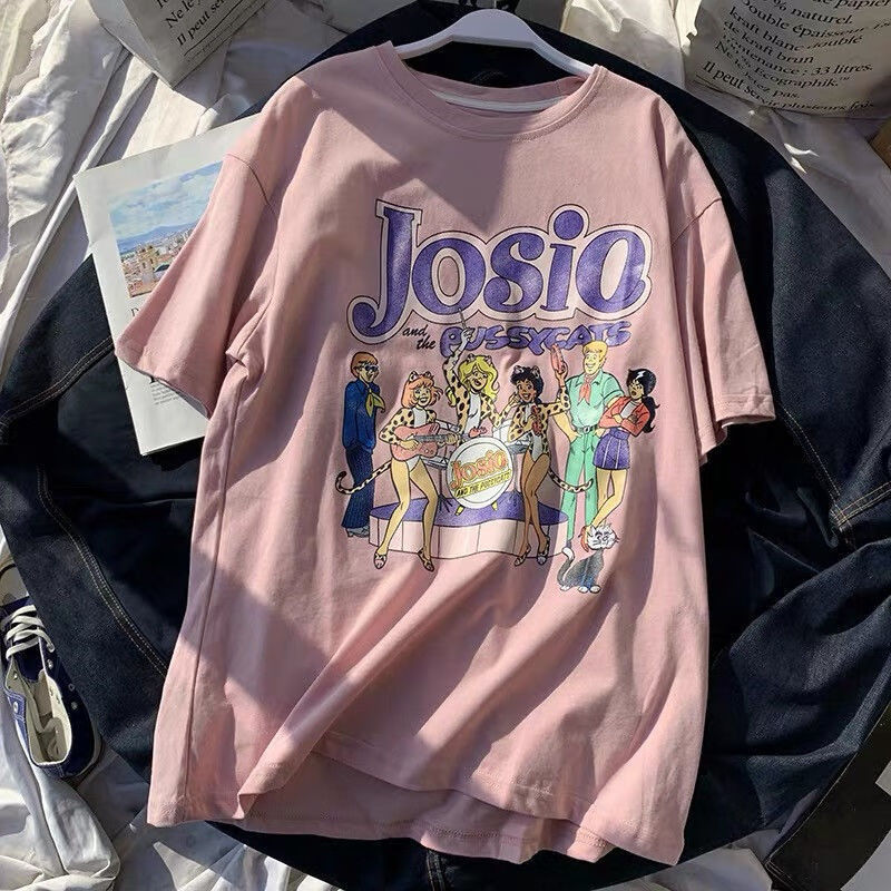 北筑古着vintage短袖t恤男女百搭宽松原宿风盐系上衣服ns潮流白m