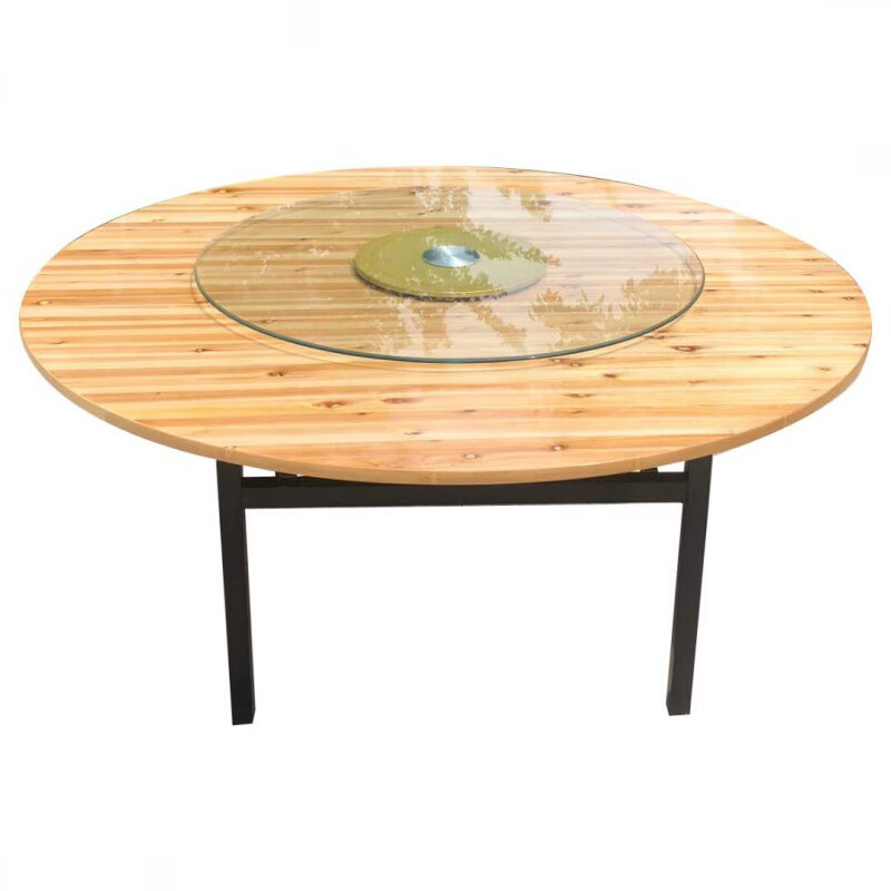 夏天 折叠大圆桌面圆台面板实木杉木家用酒店饭店酒席圆形餐桌简约