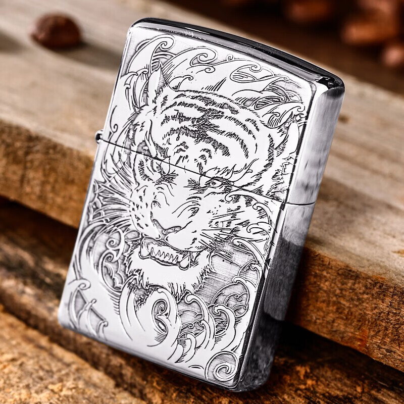 专柜zippo煤油防风打火机 之宝原装纯银铠甲生肖虎 猛虎虎头 虎啸虎爪