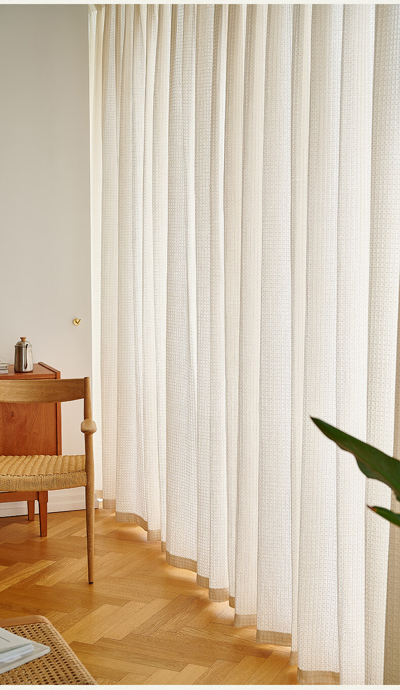 日式窗纱高级感奶油色纱帘原木窗帘日式棉麻2021年新款客厅卧室ins风