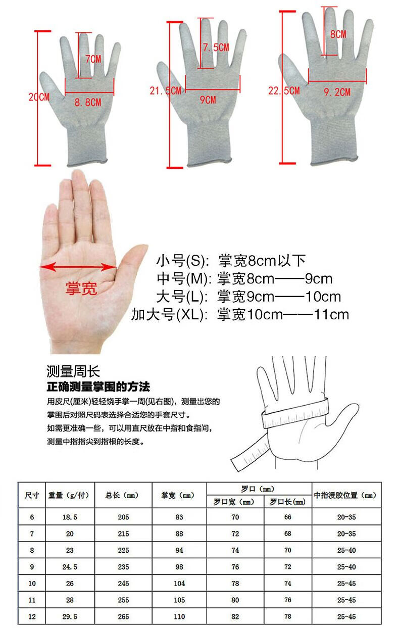 12双装劳保防静电pu涂指涂掌手套工作涂层尼龙棉白涂浸胶耐磨www 灰色