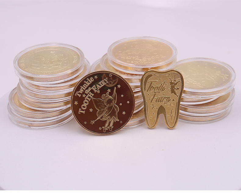 牙仙子金币 牙仙子换牙金币小孩子礼物儿童掉换乳牙齿收藏奖励金属