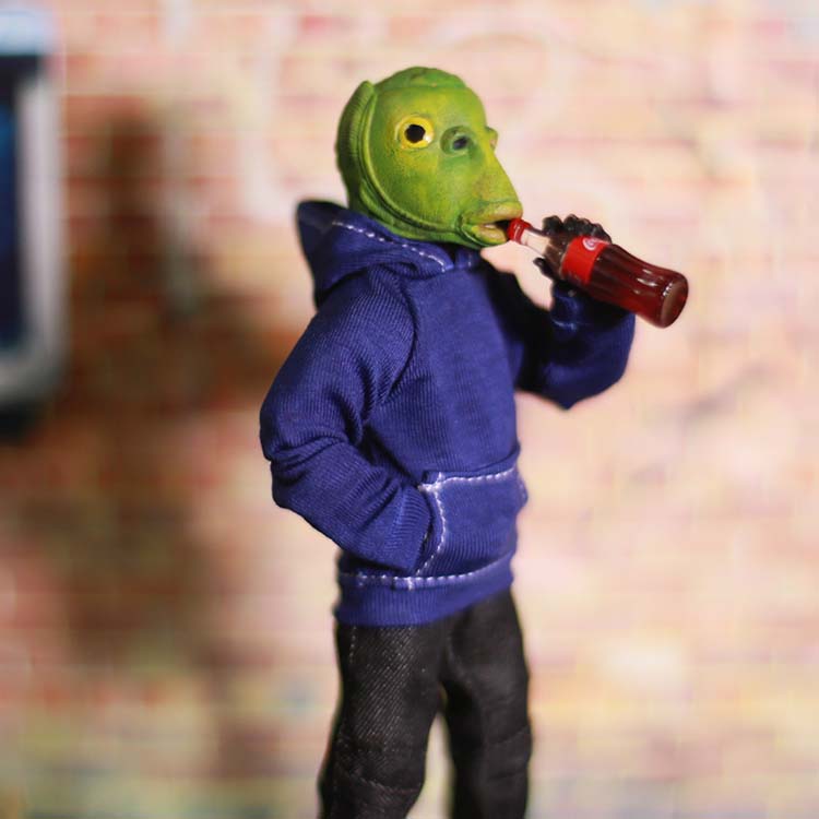 原创抖音人鱼头绿色鱼头布衣6寸模型可动人偶玩具摆件生日礼物情人节