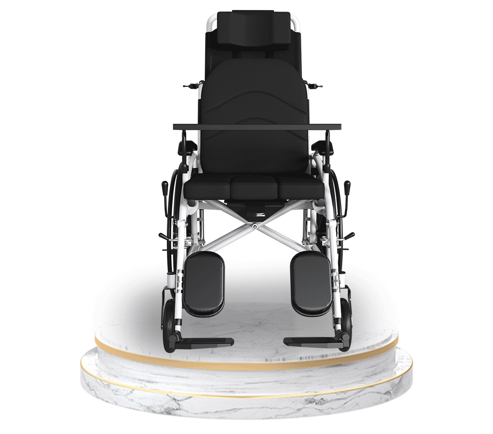 迈德斯特 轮椅老人轻便易折叠带坐便餐桌板高靠背手推轮椅【全躺型