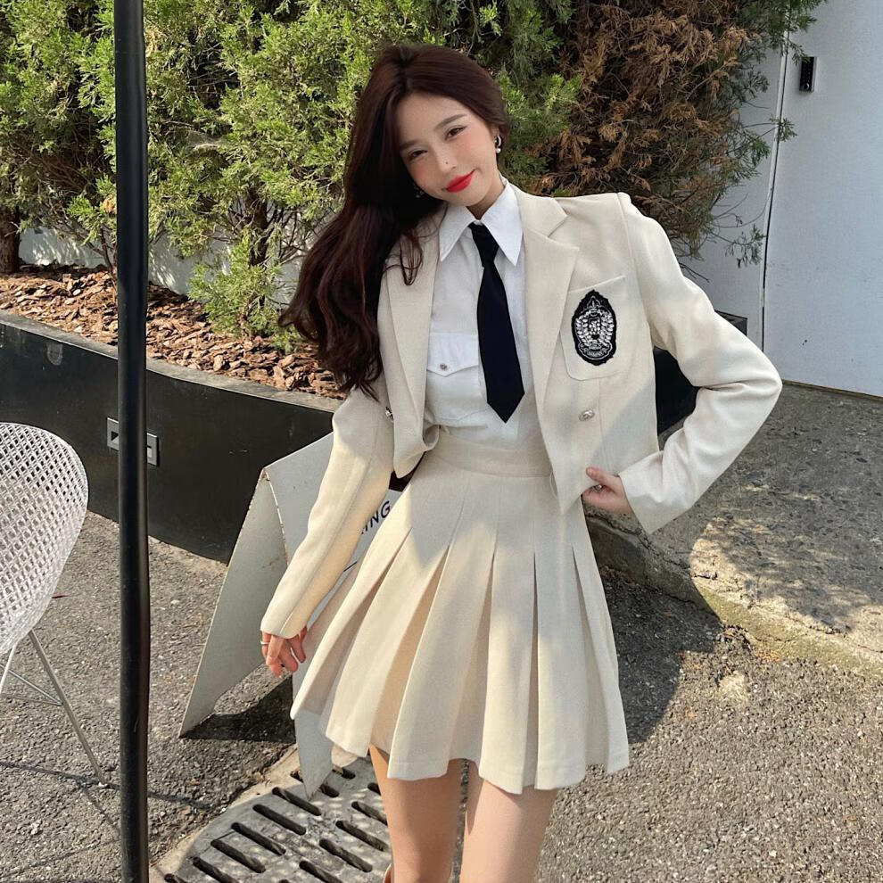 新品初中生女生jk制服套装学院风西装外套炸街女秋季英伦风韩国校服