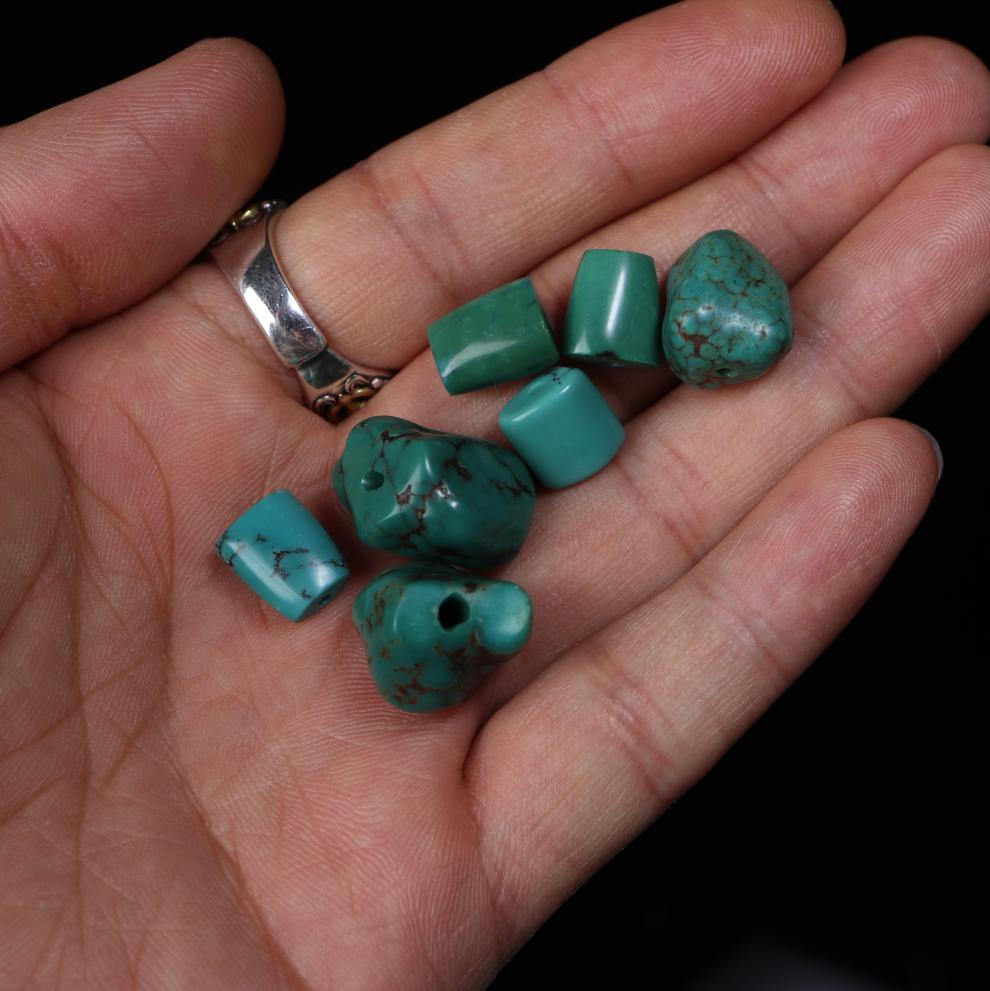 顶妃 藏式包老原矿随形绿松石佛珠手串背云配珠西藏老松石随形吊坠