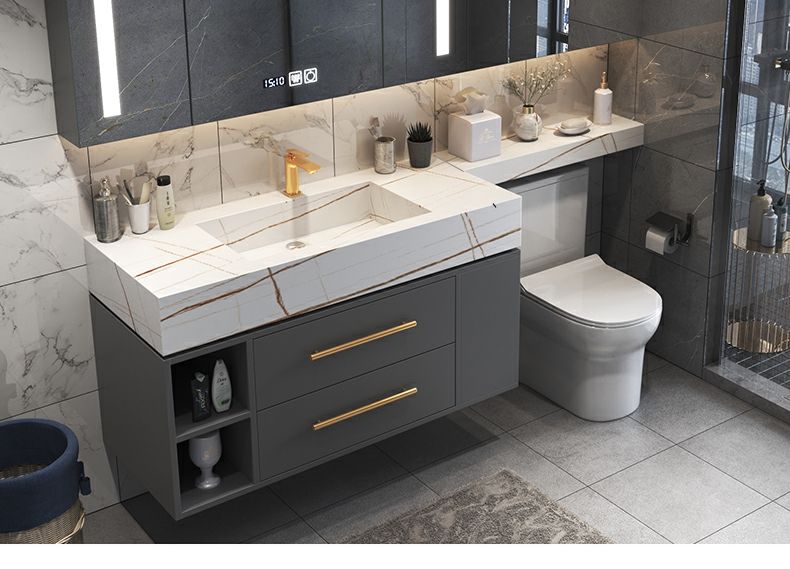 箭牌品质定制智能岩板一体台盆浴室柜马桶延伸北欧轻奢洗手脸台盆镜柜