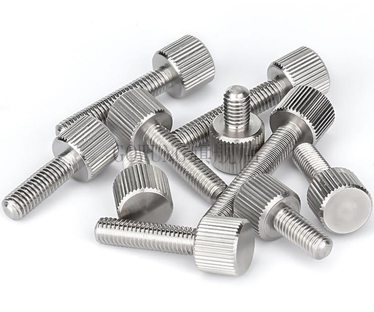 不锈钢小平头手拧螺丝圆柱形滚花手扭螺钉机箱螺栓m2m2.5m3m4m5m6 m2.