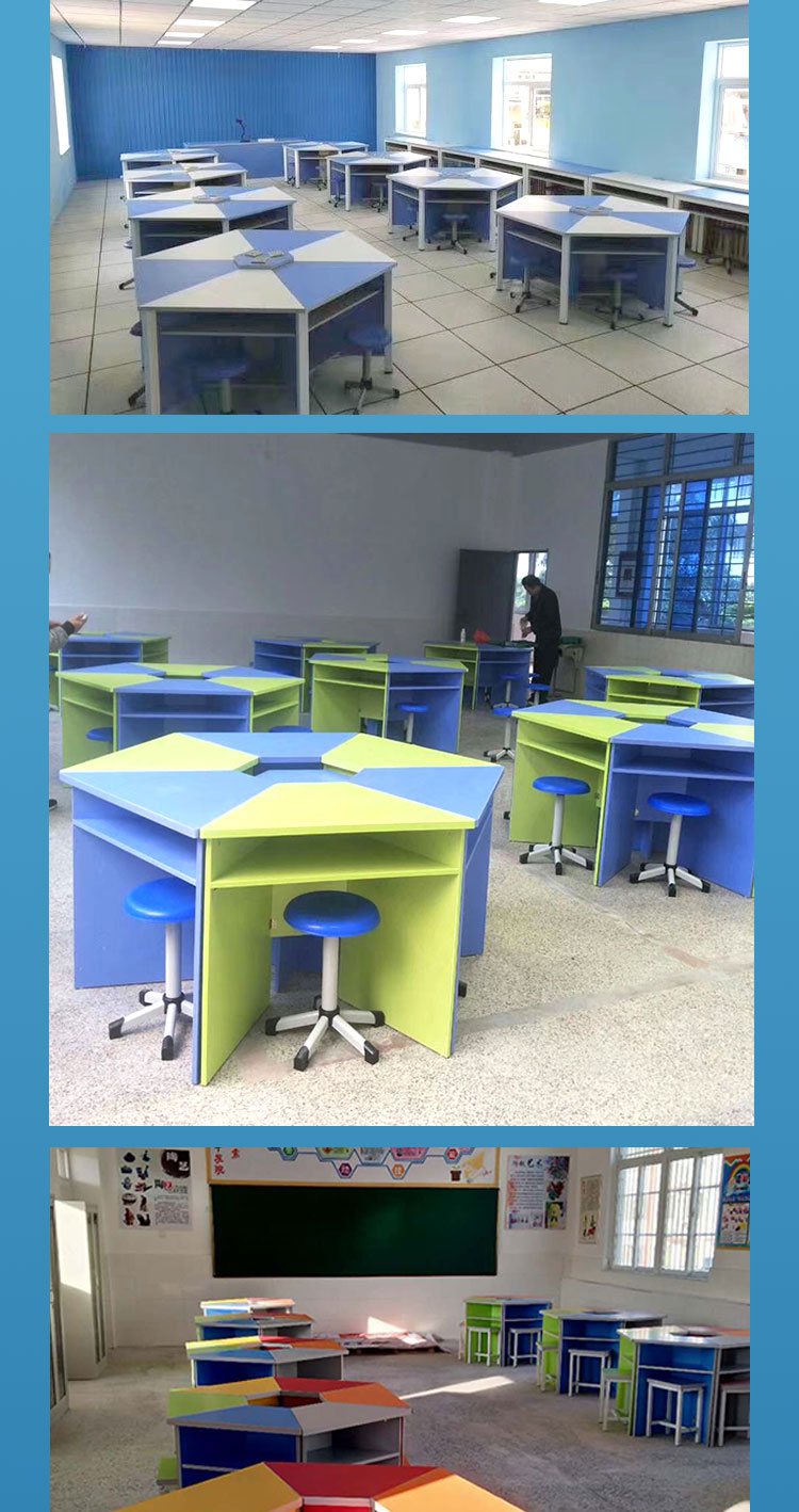 六边形电脑桌六角桌子学校学生微机室科学创客教室 学校定制尺寸