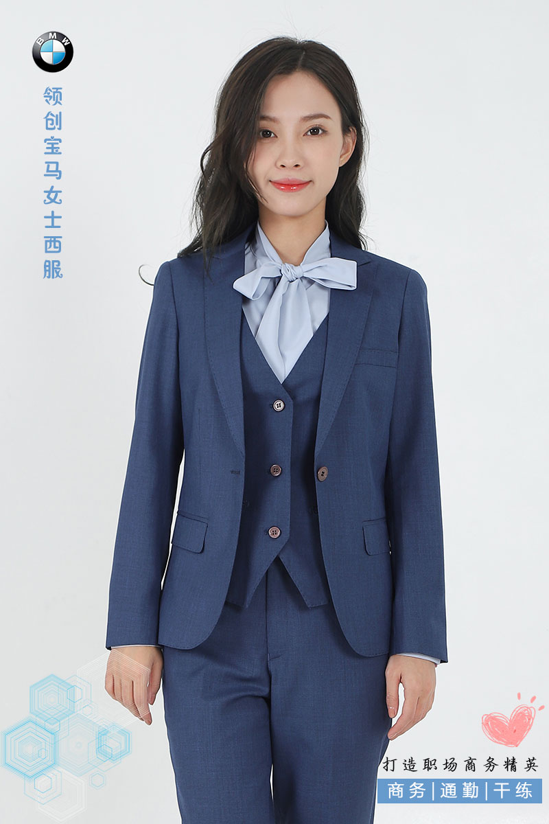 4s店正装套装喻小熊领创宝马4s店西装女士工装蓝色女西服修身职业装