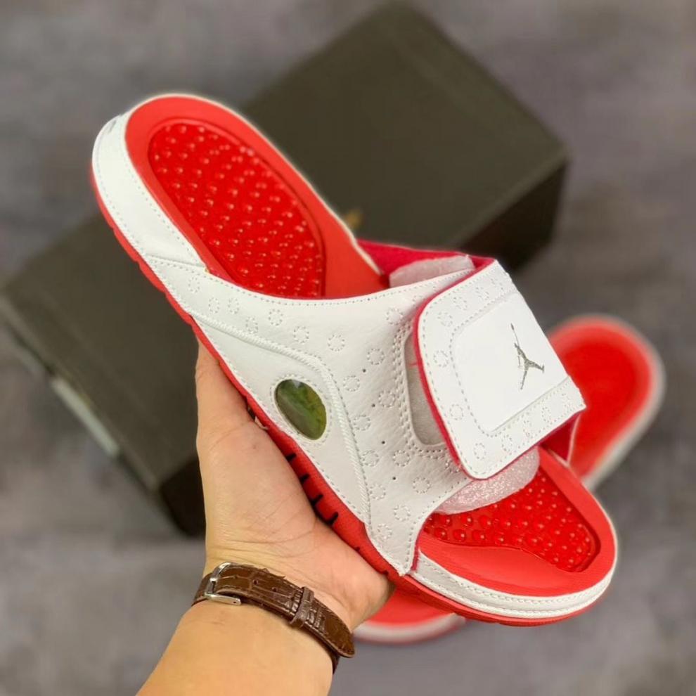 aj拖鞋夏季男情侣拖鞋魔术贴沙滩鞋外穿按摩防滑一字拖鞋aj13酷灰39