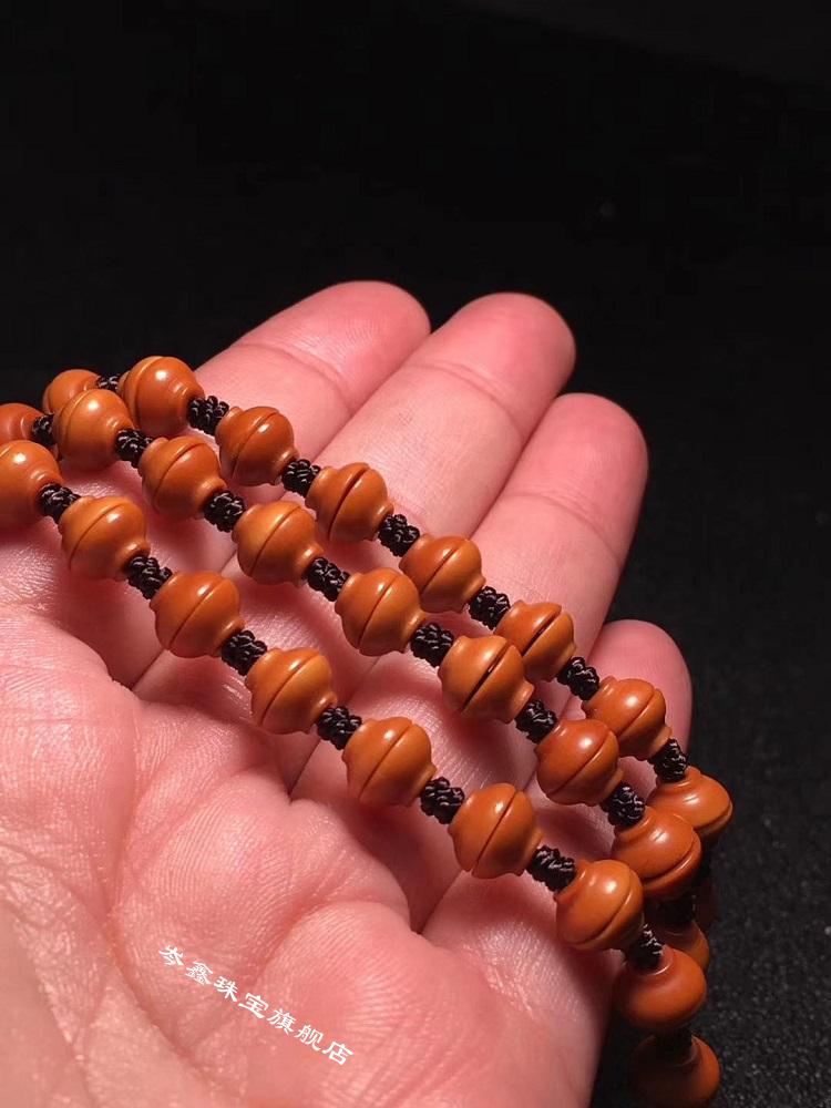 橄榄核金饭碗编制长串项链脖挂绳橄榄胡链子男女款文玩配饰黑线7mm