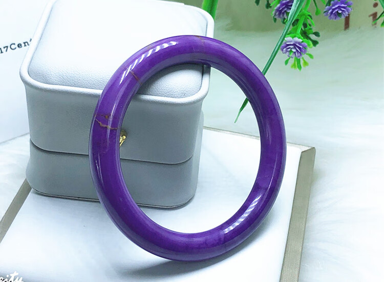 紫云母手镯紫色宝石紫云母圆条手镯深紫手镯收藏级下单备注圈口