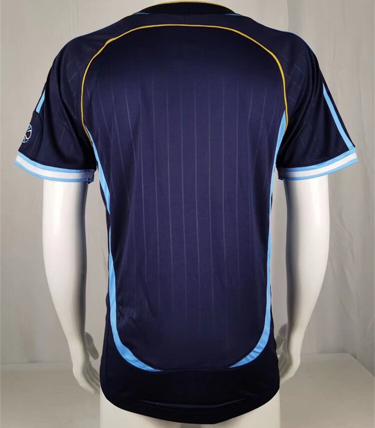 2006阿根廷主场蓝白客场宝蓝经典复古短袖球衣休闲足球服 蓝白 s