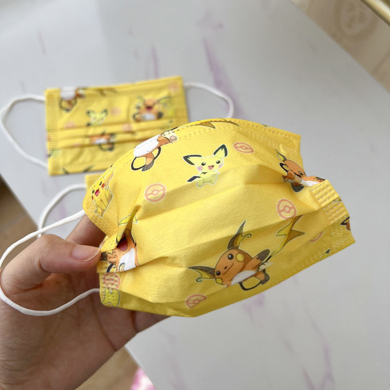 abay皮卡丘口罩 宝可梦 小火龙卡通三层一次性儿童印花防护可爱透气