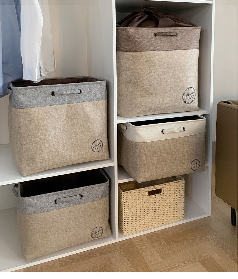 邮票风大容量加厚布艺带束口衣服收纳袋搬家袋宿舍衣服新款脏衣桶灰色