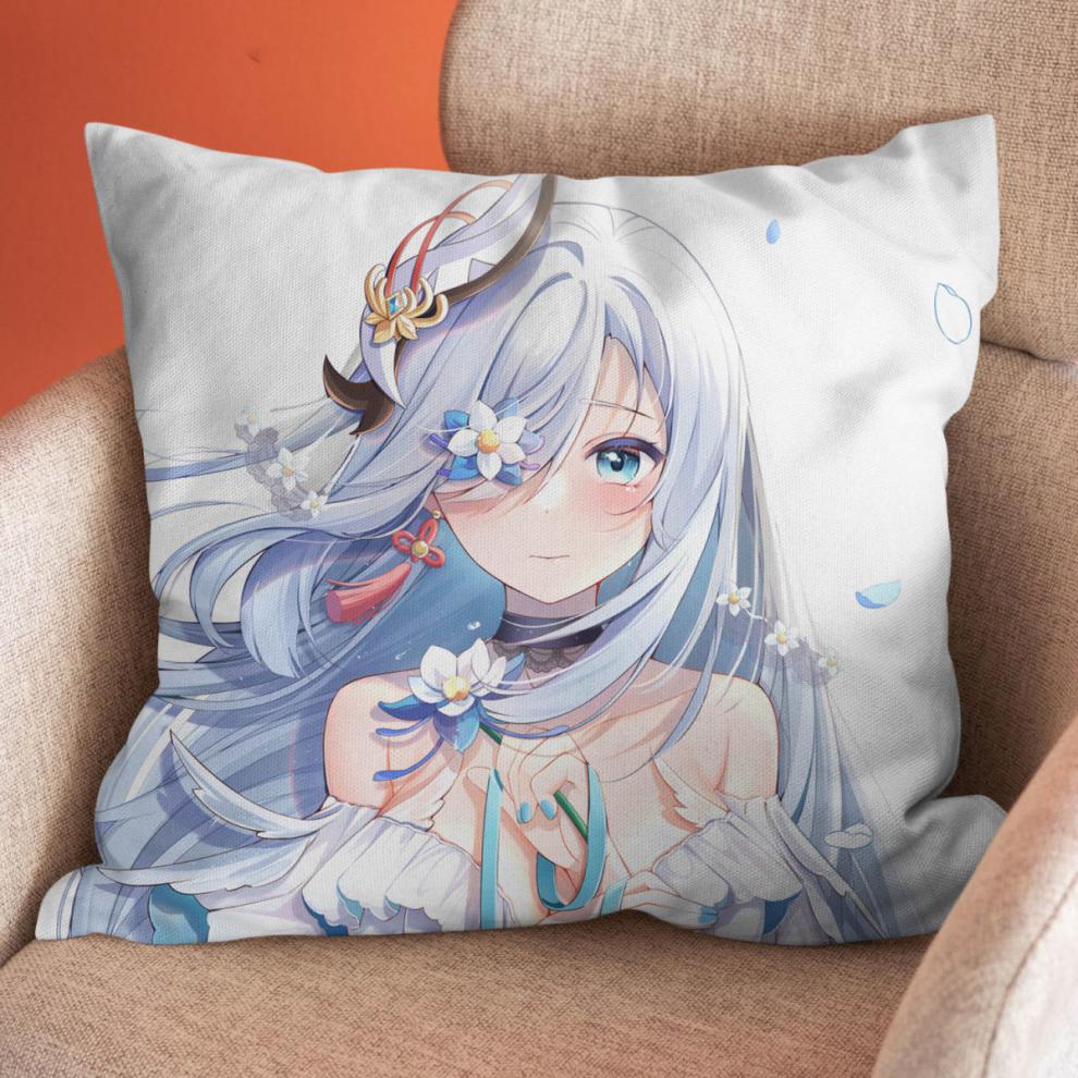 蓓儿原神周边抱枕申鹤刻晴甘雨雷电将军胡桃二次元动漫男生睡觉靠枕头