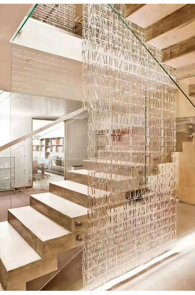 彩色玻璃砖透明方形隔断墙水晶吧台透光磨砂砖户外精磨幕墙热熔砖