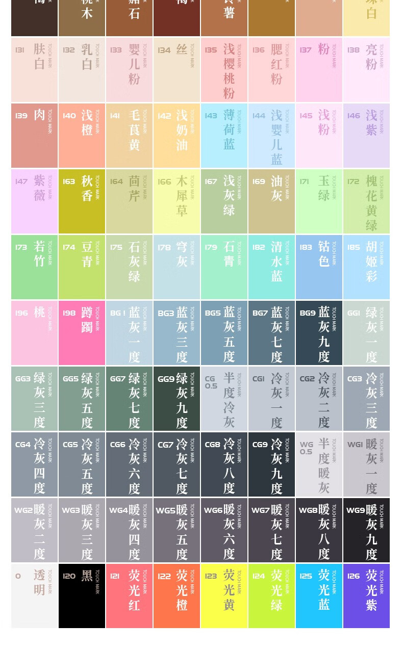 36色水彩笔颜色排序图图片