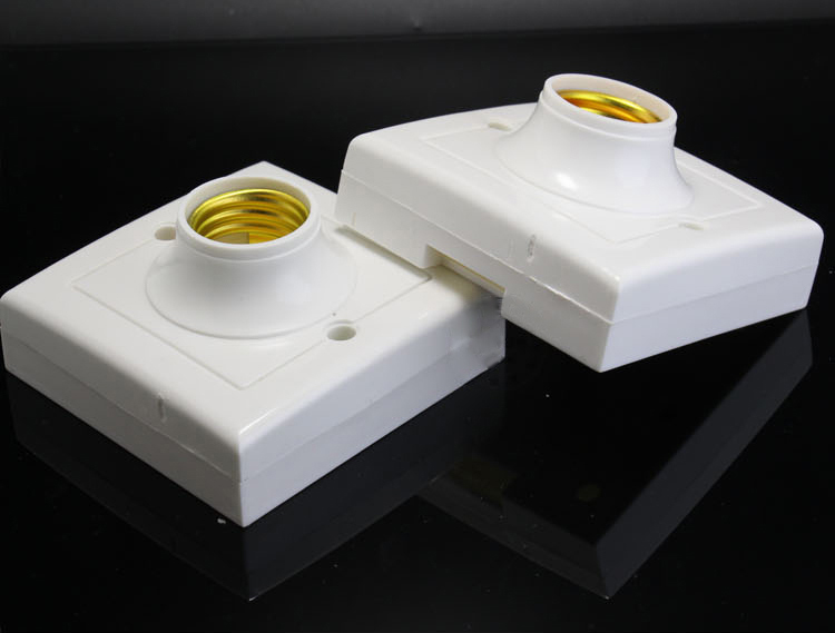 定制led节能灯泡86方形灯座灯头螺口螺纹家用e27插座插头带开关底座