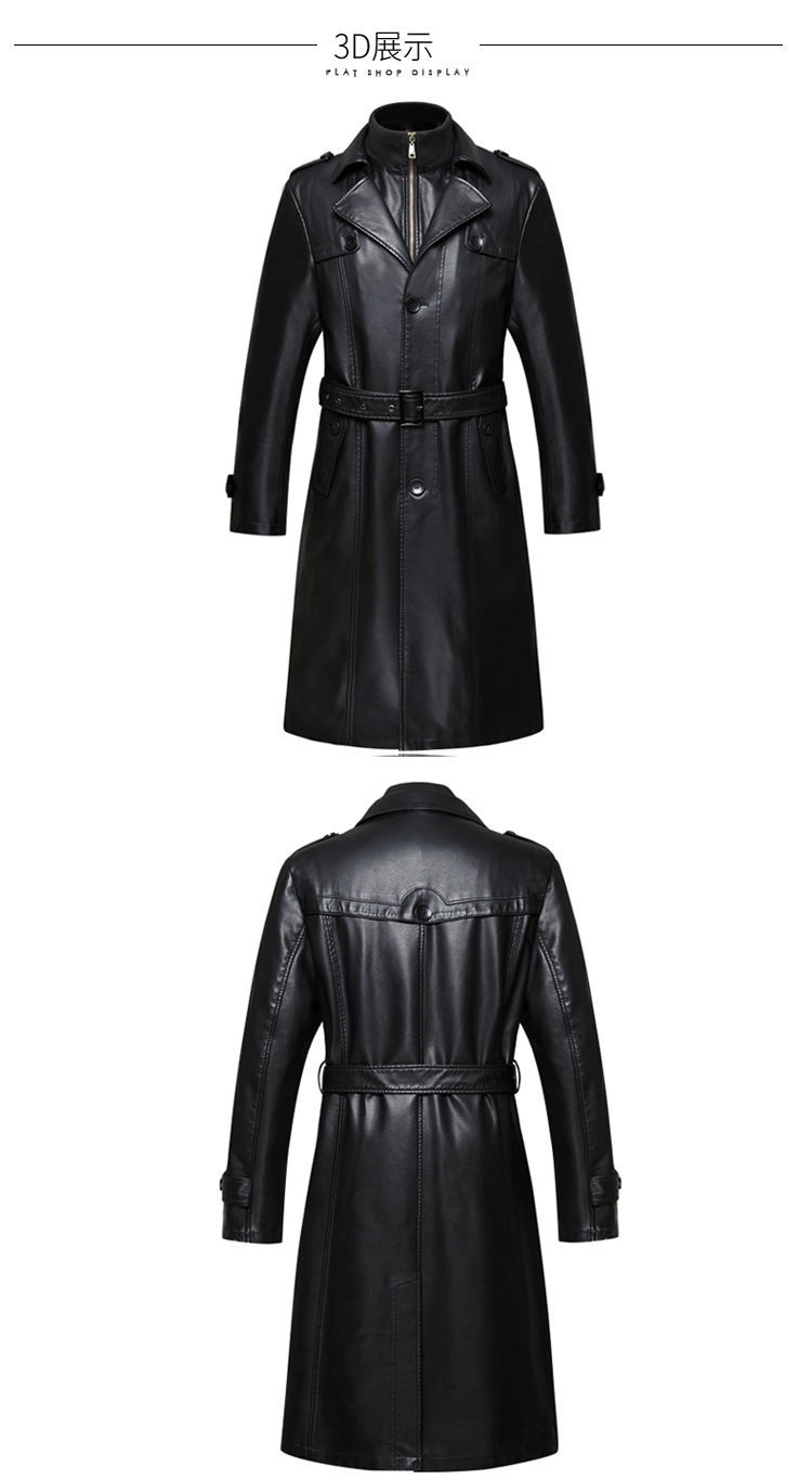 库特优燕双鹰同款男士长款品皮衣加长款皮风衣中老年加绒大衣外套双层