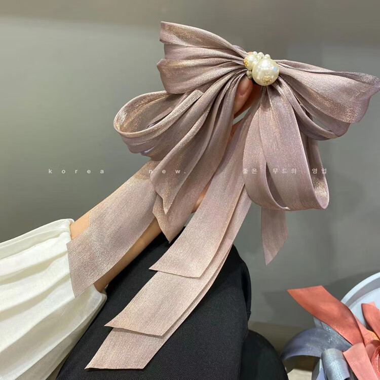 蝴蝶结头饰发夹韩国新款好看发饰飘逸头花后脑勺顶夹仙女发卡弹簧夹