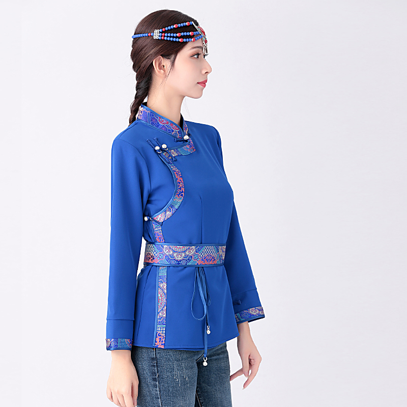 成人夏季日常蒙古族服装蒙古女蒙古袍装女短款蒙古素上衣蒙古服饰女