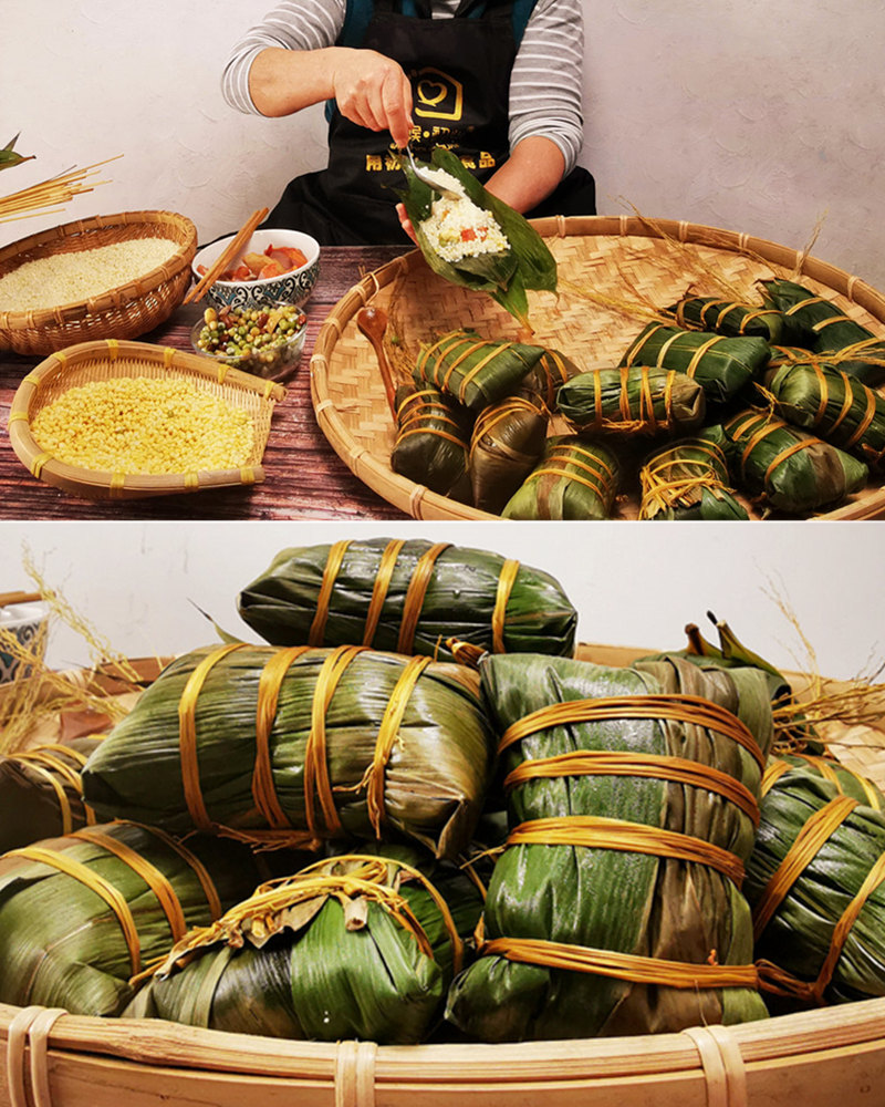 广西桂林粽子大王鲜肉粽蛋黄大肉粽端午板栗绿豆手工粽混装3个肉粽1