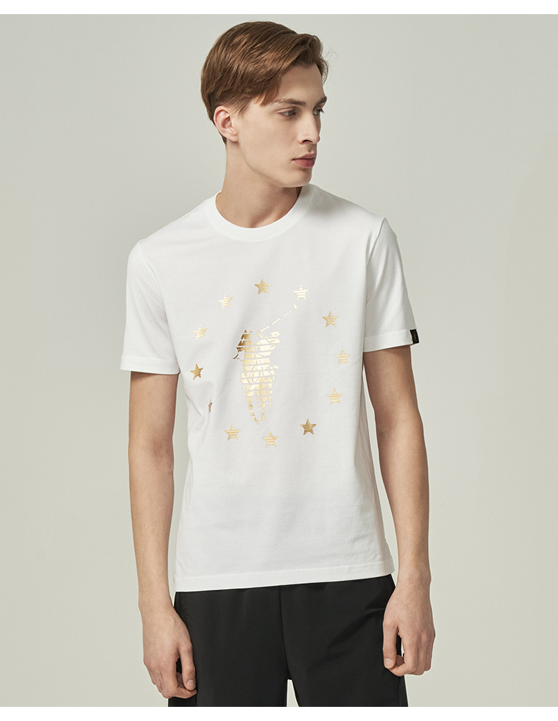 保罗骑士polo男装夏季新品纯棉短袖t恤男士休闲百搭圆领半袖修身上衣