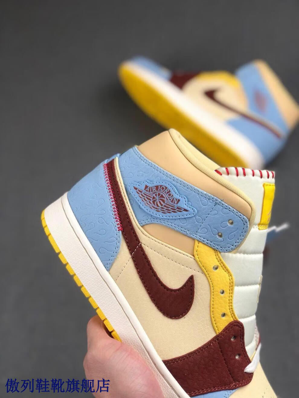 莆田头层皮高版本百搭休闲运动鞋篮球鞋男女 aj1 mid 非洲风情 36