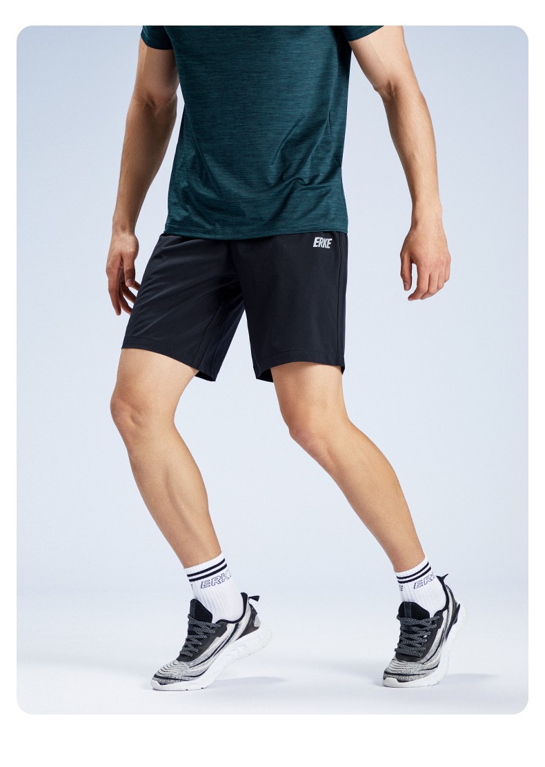 鸿星尔克官方旗舰短裤男2022夏五分裤字母热压男士速干清爽透气排湿