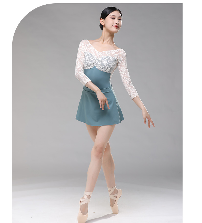 体操服 舞蹈服芭蕾舞练功服女体操服形体服连体服空中瑜伽韵律服 灰绿