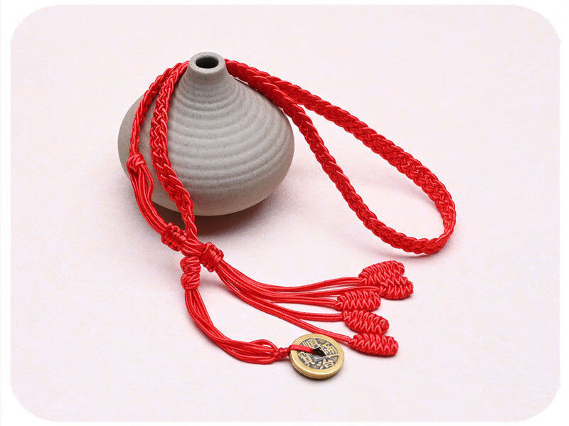 hnxc新品腰绳本命年铜钱红腰带五帝钱红腰链加粗加宽红腰绳胖子手工