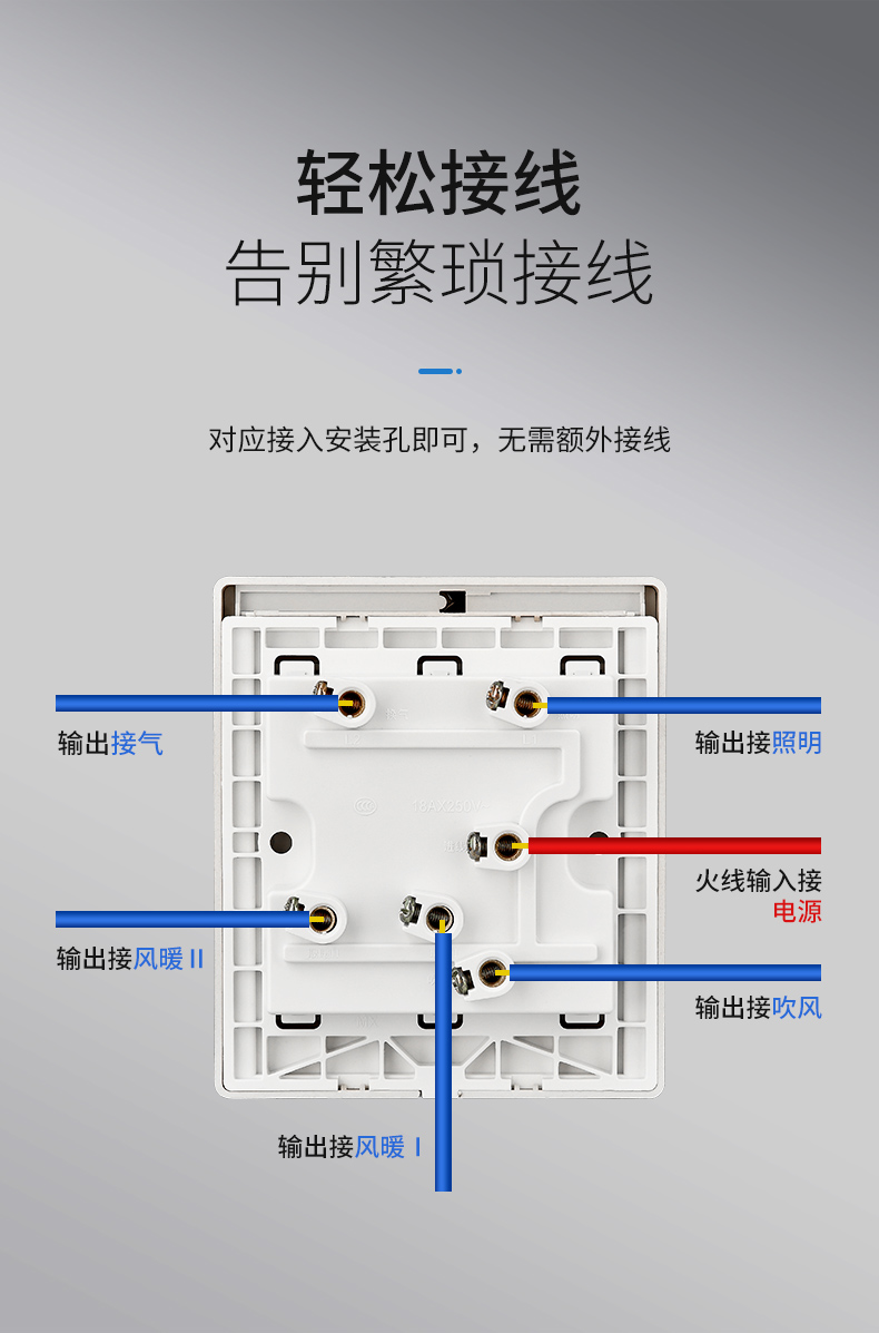 生态适用于浴霸开关面板四开五开滑盖通用浴室防水五合一卫生间风暖