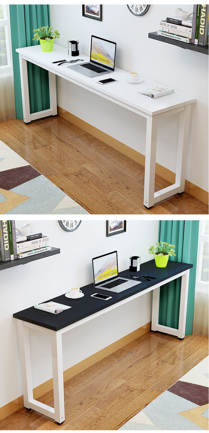 窄靠墙窄长条桌子学习长方形电脑桌卧室床尾宿舍书桌做北枫林 粉色面