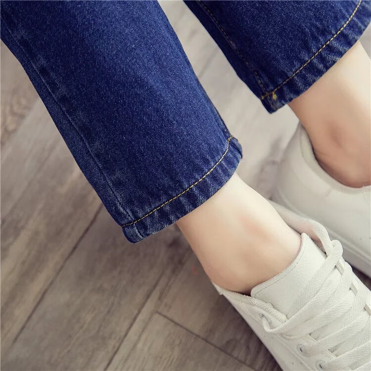 【无磁过安检牛仔裤女】松紧腰无磁弹力修身小脚裤无金属高考牛仔裤女