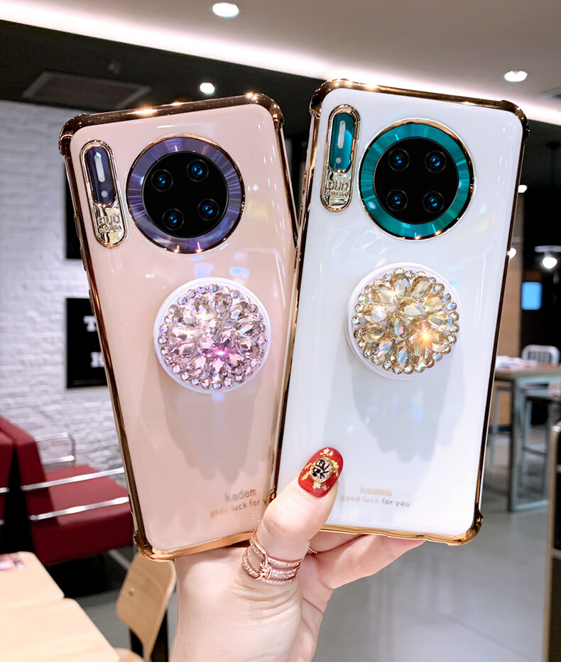 畅动 适用于华为mate30pro手机壳5g水钻创意支架防摔硅胶软壳少女款网