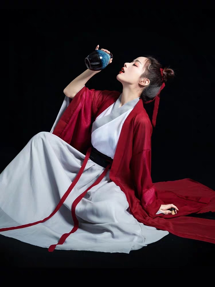 女侠风古装武侠服装红色汉服女红颜女侠服魏晋风仙气飘逸中国风汉元素