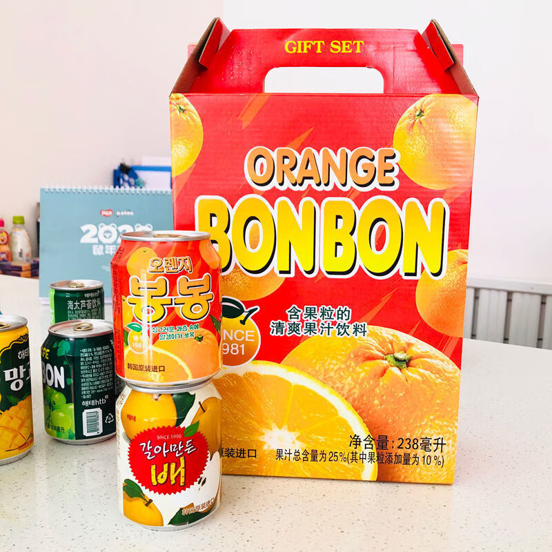 bonbon饮料海太饮料果汁韩国进口九日果肉饮料整箱葡萄桔果橙子草莓桃